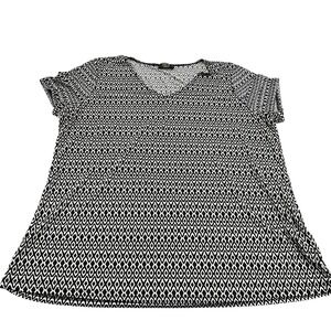Shannon Ford Woman‎ Black White Diamond Geometric Blouse Women's Size 1X casual